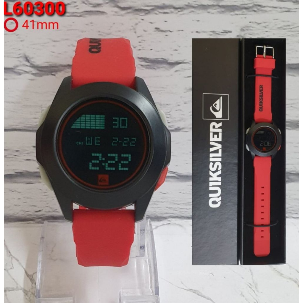 Quiksilver 0300 Original Anti air tali karet rubber Jam tangan Digital pria