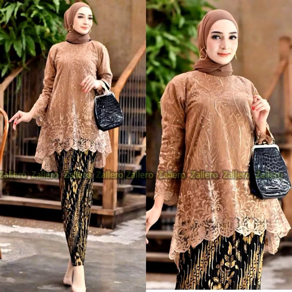Set kebaya brukat Modern / Kebaya Rinjani Tille Premium Jumbo Ld 120 / Kebaya brukat Wisuda kondanga