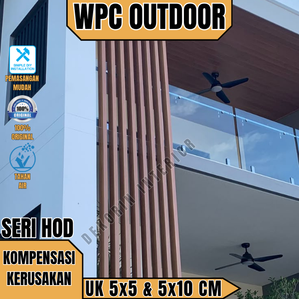 WPC Hollow Outdoor HOD 5x10 & 5x5 290cm Balok WPC Kisi-Kisi Sekat Partisi Dinding Plafon Outdoor Ant