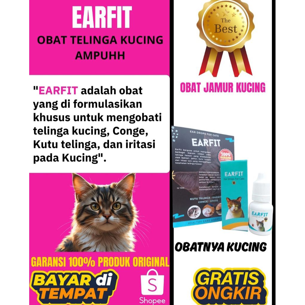 Obat telinga kucing ampuh, obat gatal telinga, conge Earfit