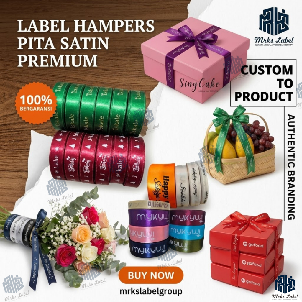 pita satin/pita hampers/pita packaging/pita sablon custom/tali kado/pengikat hampers custom