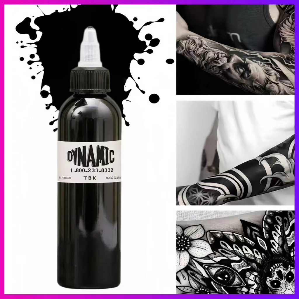 Tinta Tattoo Dynamic Hitam 30/60/120ml Zuper Black Pigmen Tato Asli Original Tinta Tato Permanen Gar