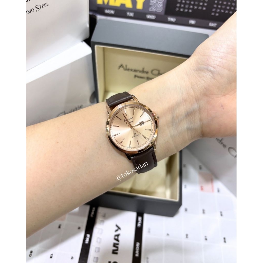 Alexandre Christie AC 1014 LD Original Bergaransi Jam Tangan Wanita Kulit