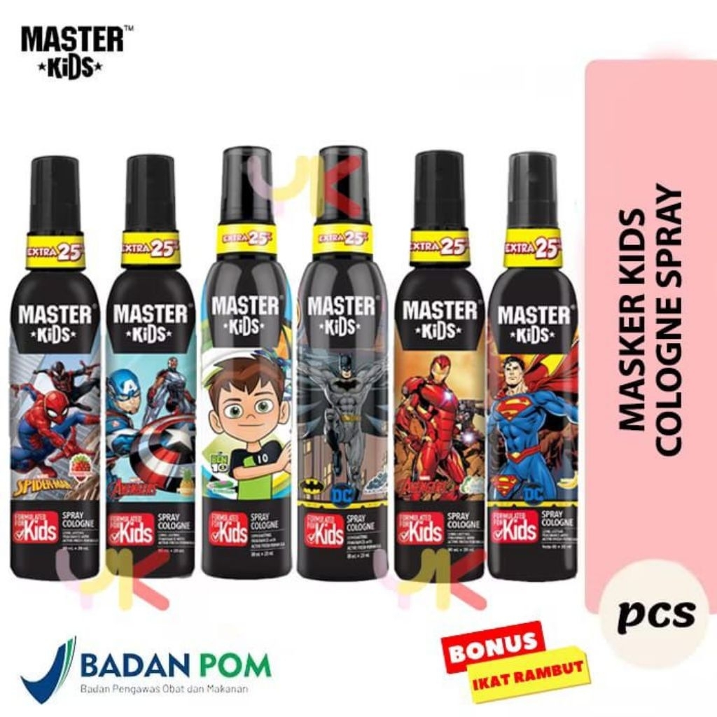 Master Kids Spray Cologne Botol 100ml - Parfum Anak Ironman Batman Ben10 Spiderman Superman Captain 