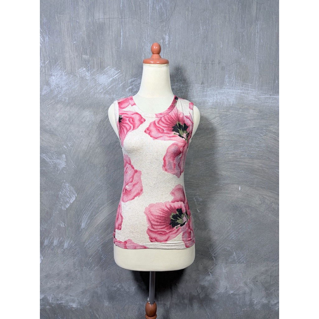 Y2K Clef De Sol Women Rose Pattern Tanktop