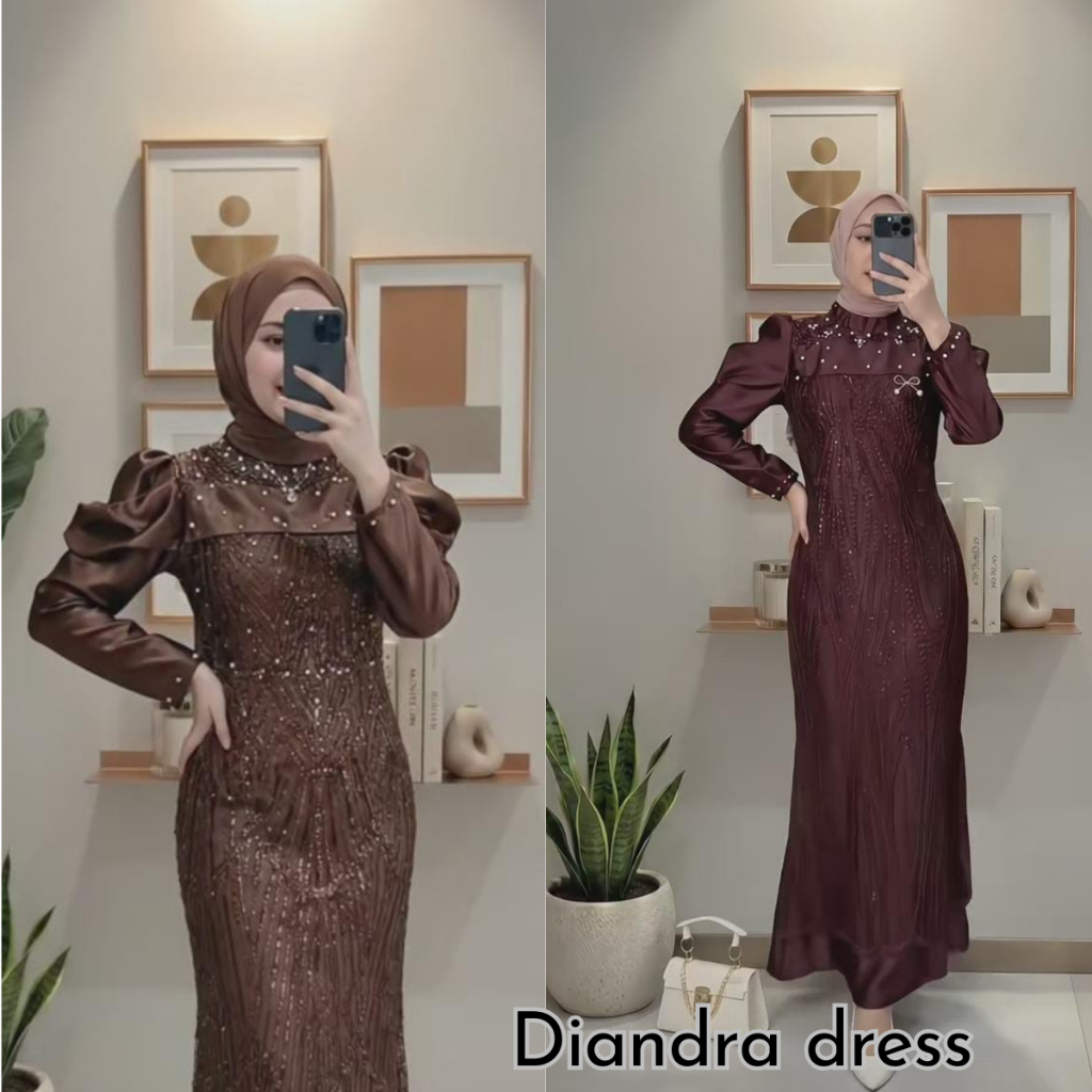 Diandra Dress Brokat Satin Model Mermaid Lengan Panjang Diandra dress gamis pesta dress brokat gamis