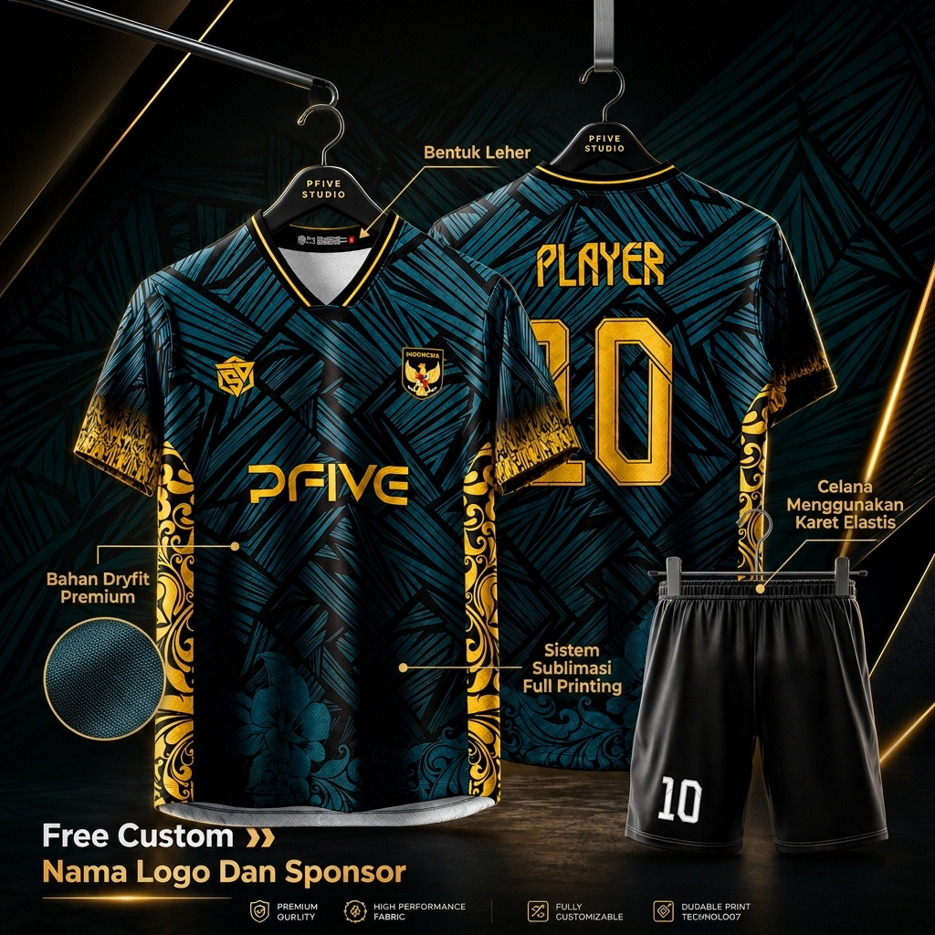 Jersey Futsal / Jersey Bola Bisa Custom Nama / Logo Full Set