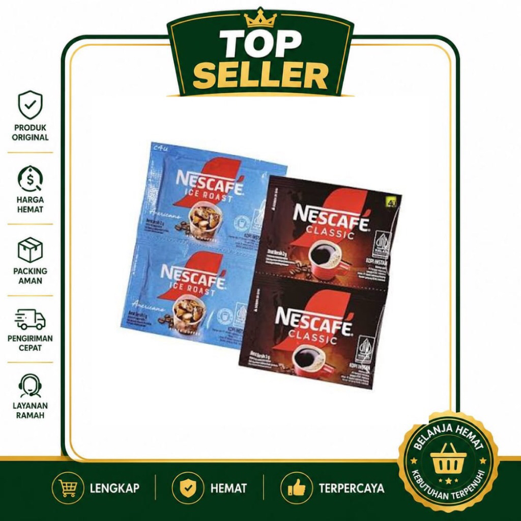 Nescafe Classic Ice Roast Kopi Instan Sachet Original Isi 10Pcs