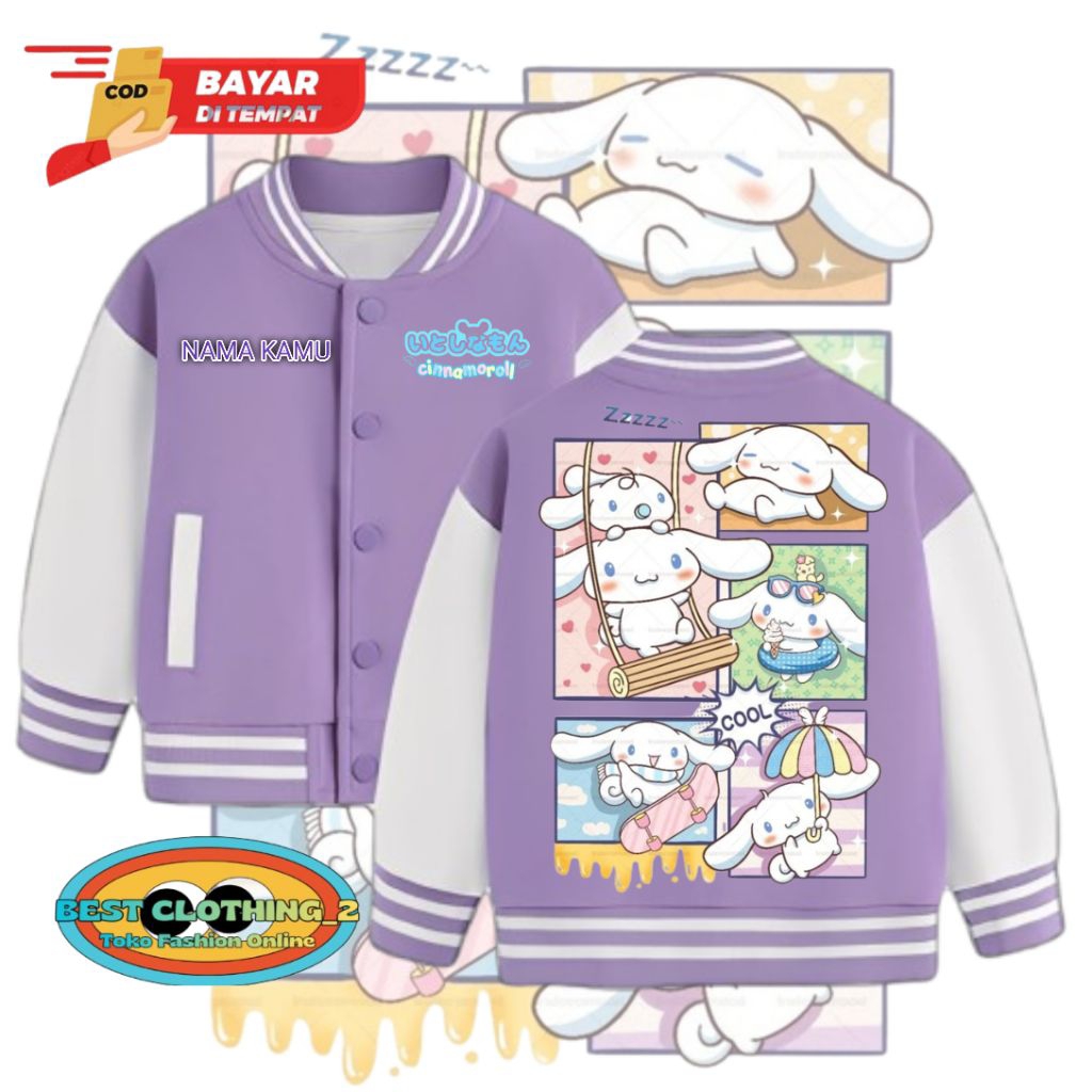 Jaket Varsty Anak Cinamoroll / Varsty Anak Cinamoroll Free Nama