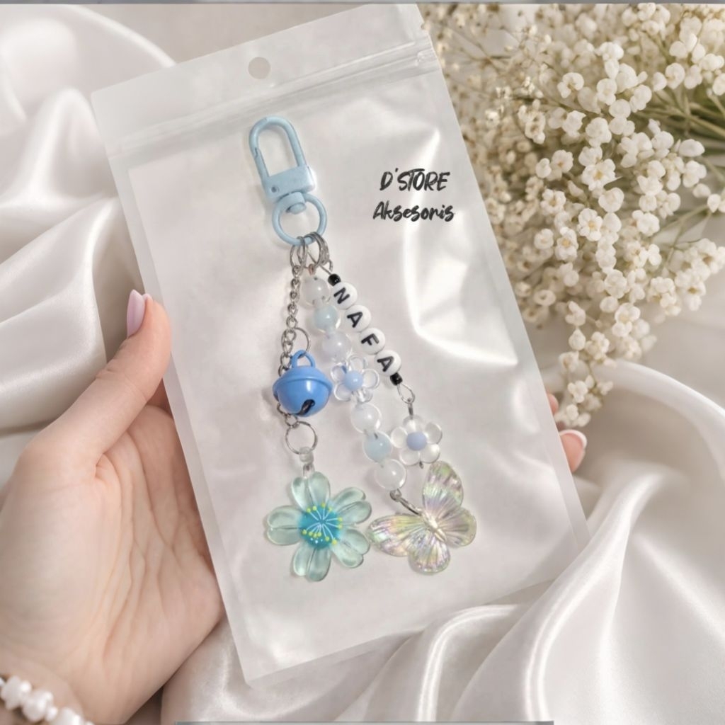 Gantungan kunci custom nama / keychain nama karakter lucu dan estetik / gantungan kunci tas dan hp
