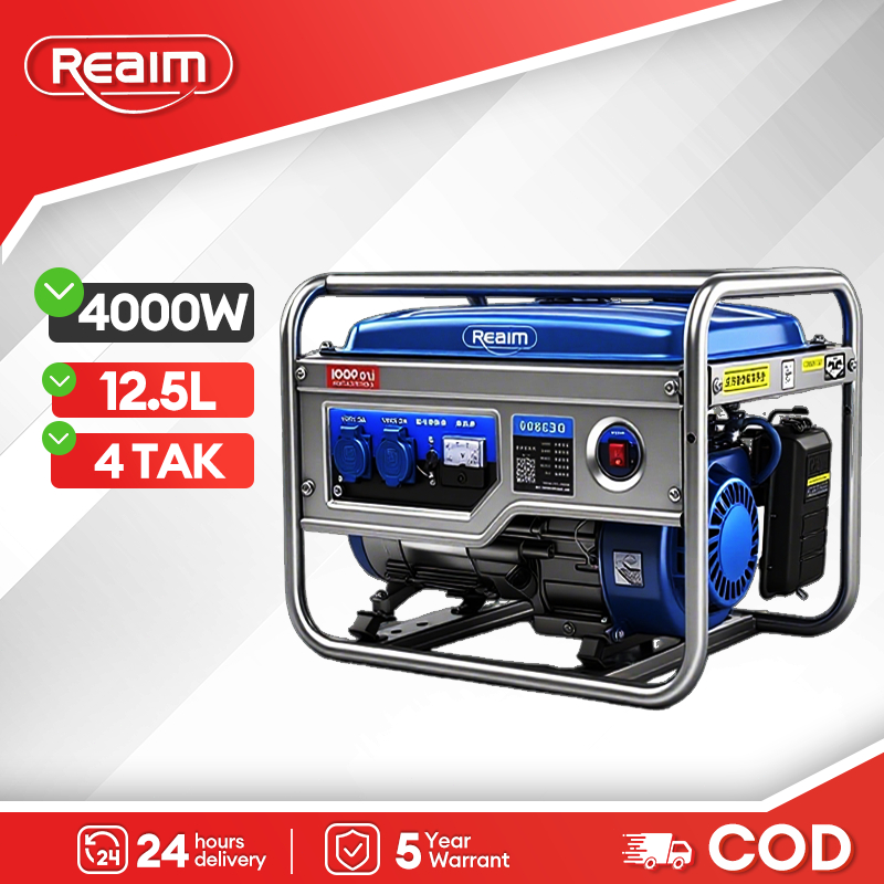 REAIM Genset 4 TAK 4000W Genset mini portable untuk Rumah Tangga Outdoor Bensin