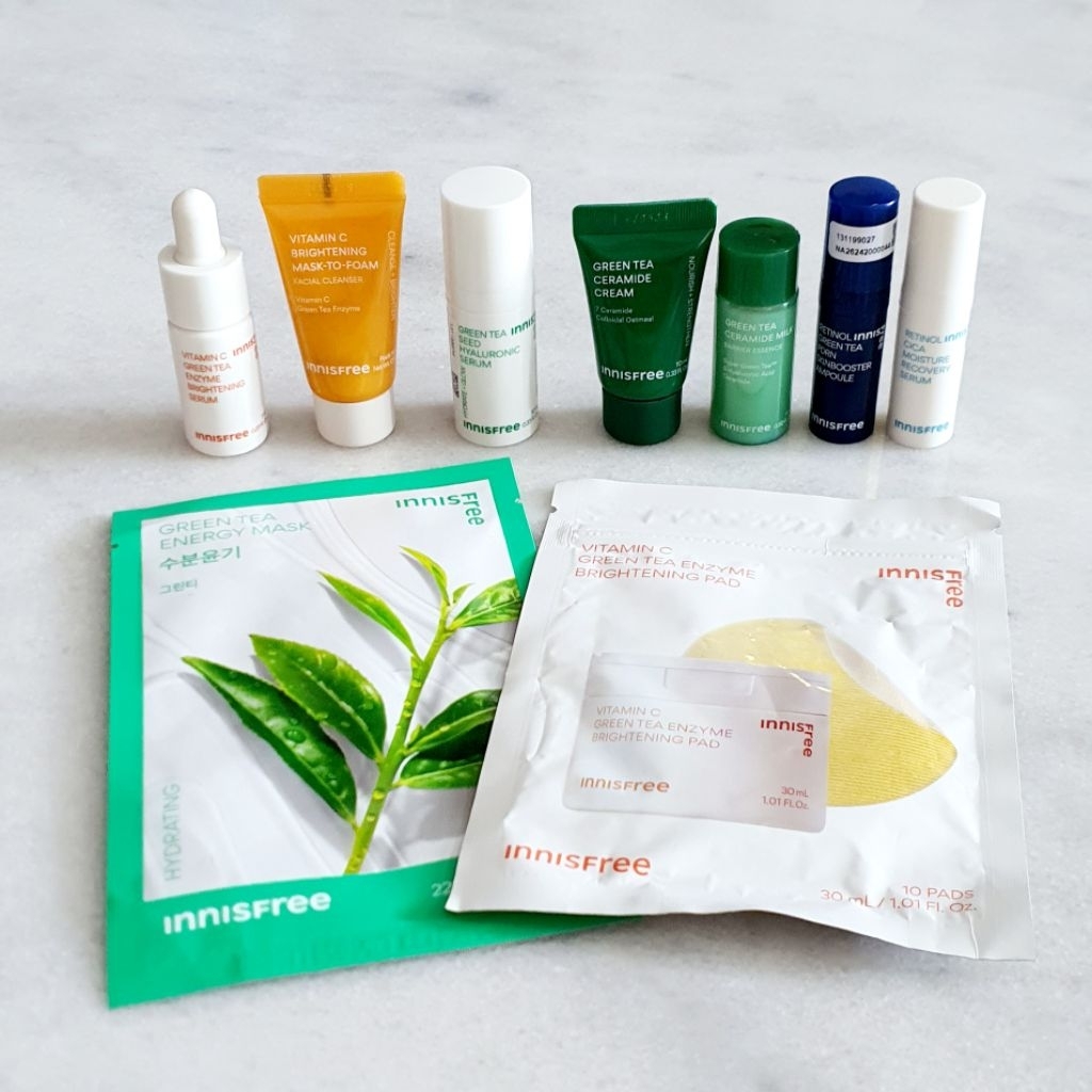 INNISFREE Sample Vitamin C, Green Tea, Retinol (Sheet Mask, Serum, Cream)