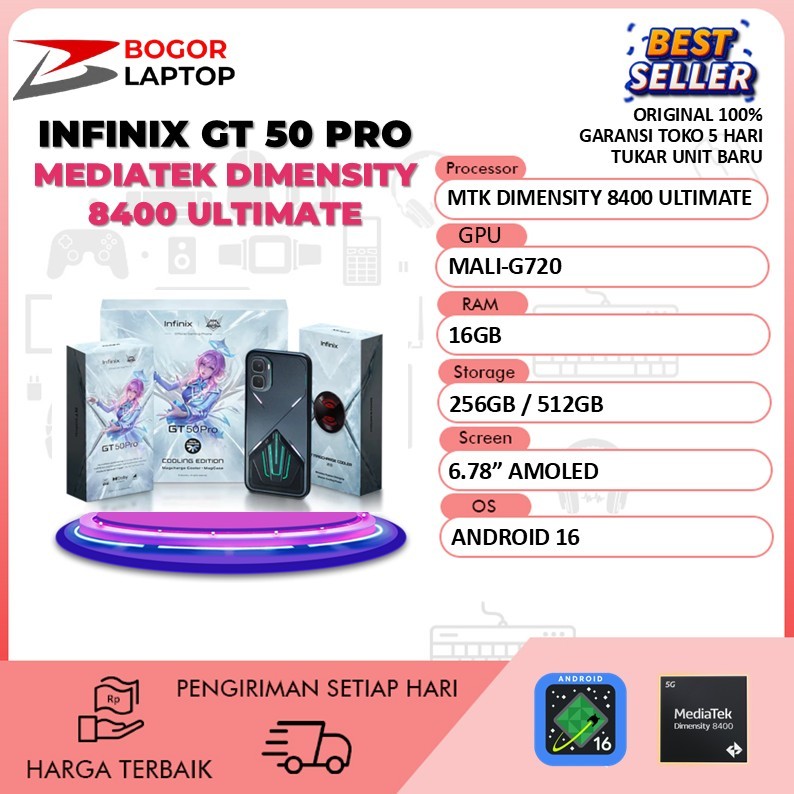 INFINIX GT 50 PRO 5G RAM 8GB ROM 512GB HP GAMING NFC AMOLED 144HZ FAST CHARGING GARANSI RESMI