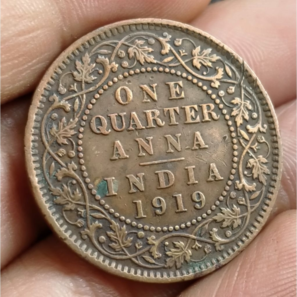 Koin Kuno India British Quarter Anna tahun 1919