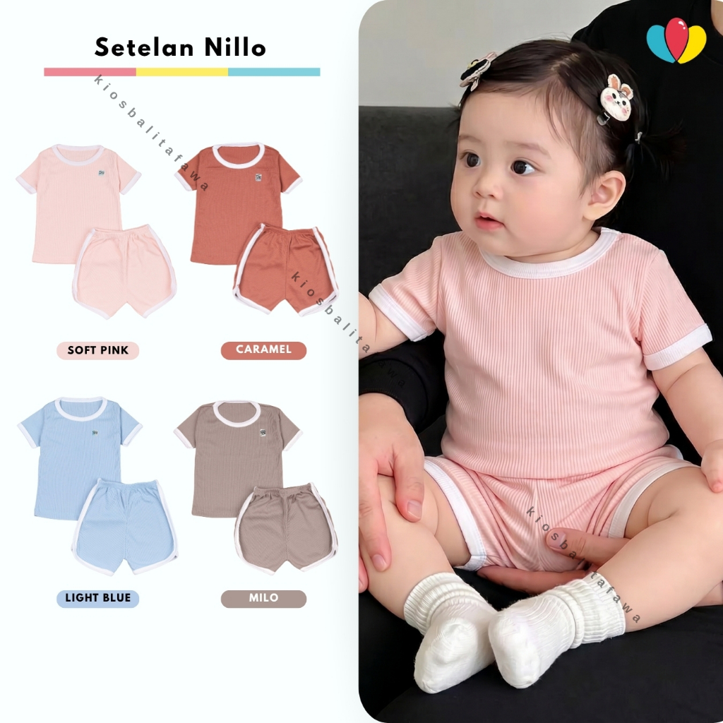 (SNI) Setelan Nillo uk 6-18 Bulan / Cotton Knit Set Anak Bayi Laki-laki Perempuan Baju Tidur Anak Ce