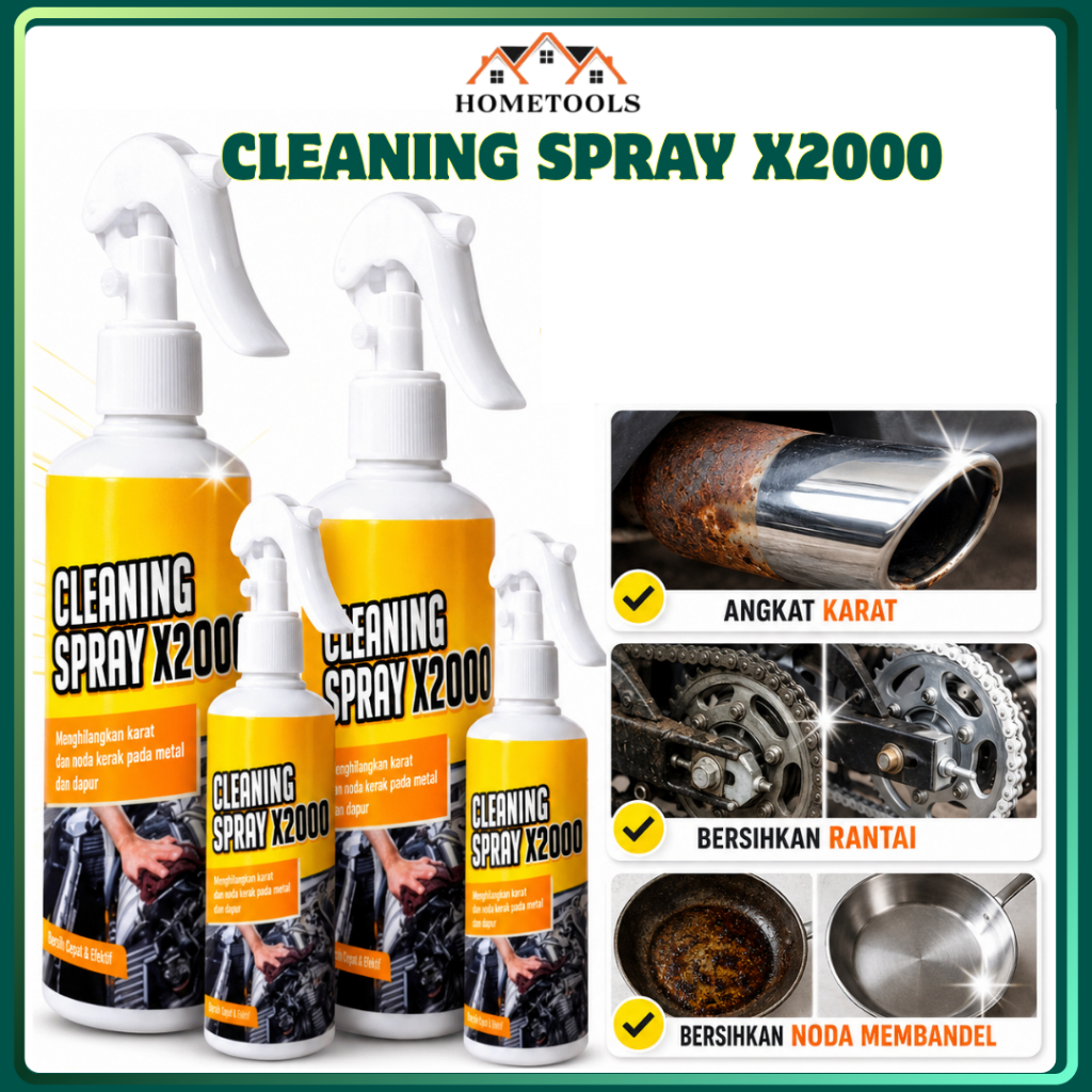 Cleaning Spray X2000 – Menghilangkan Karat, Minyak, Jamur, dan Kotoran – Solusi Pembersih Cepat dan 