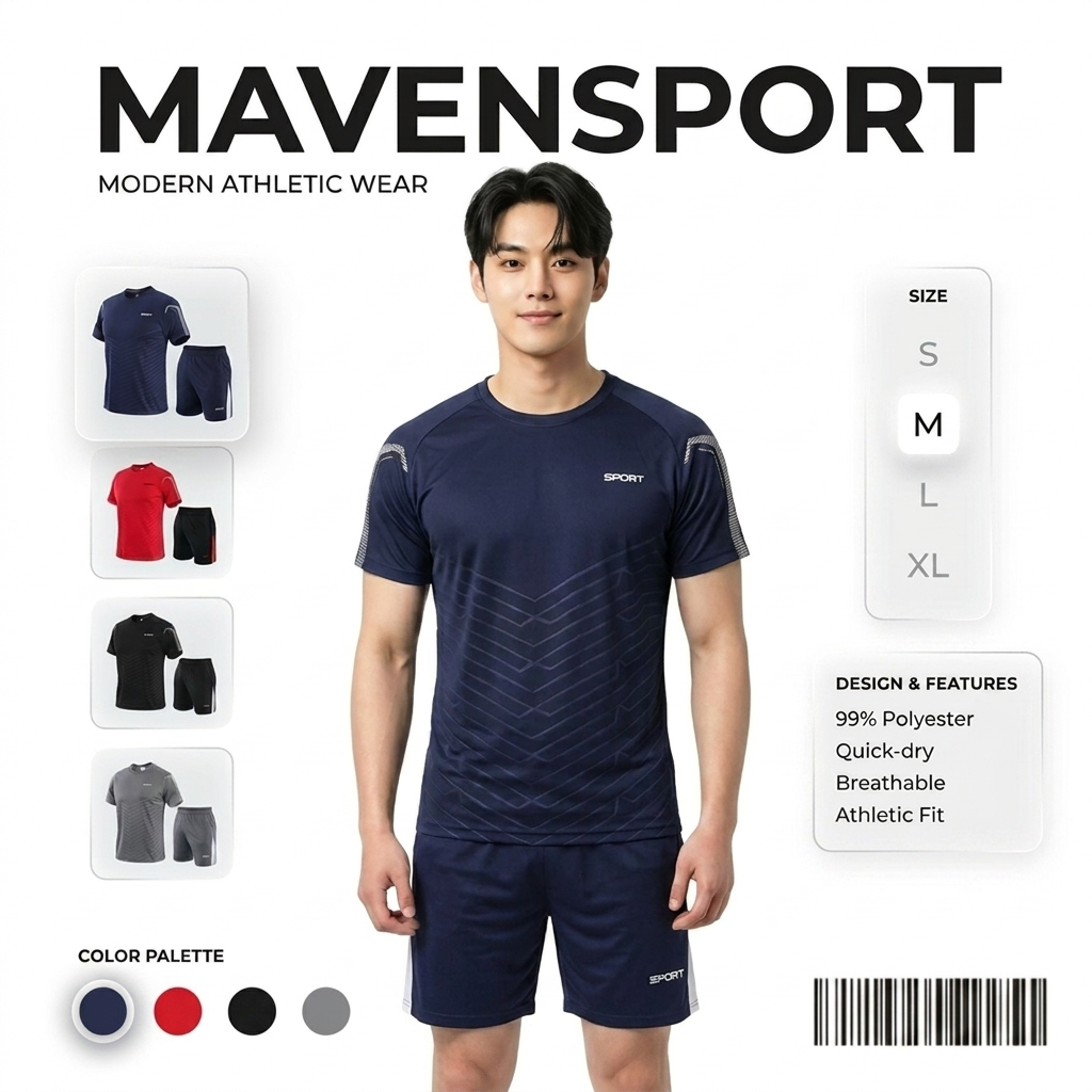 NAVY MAVEN Setelan Olahraga Pria Jogging Badminton