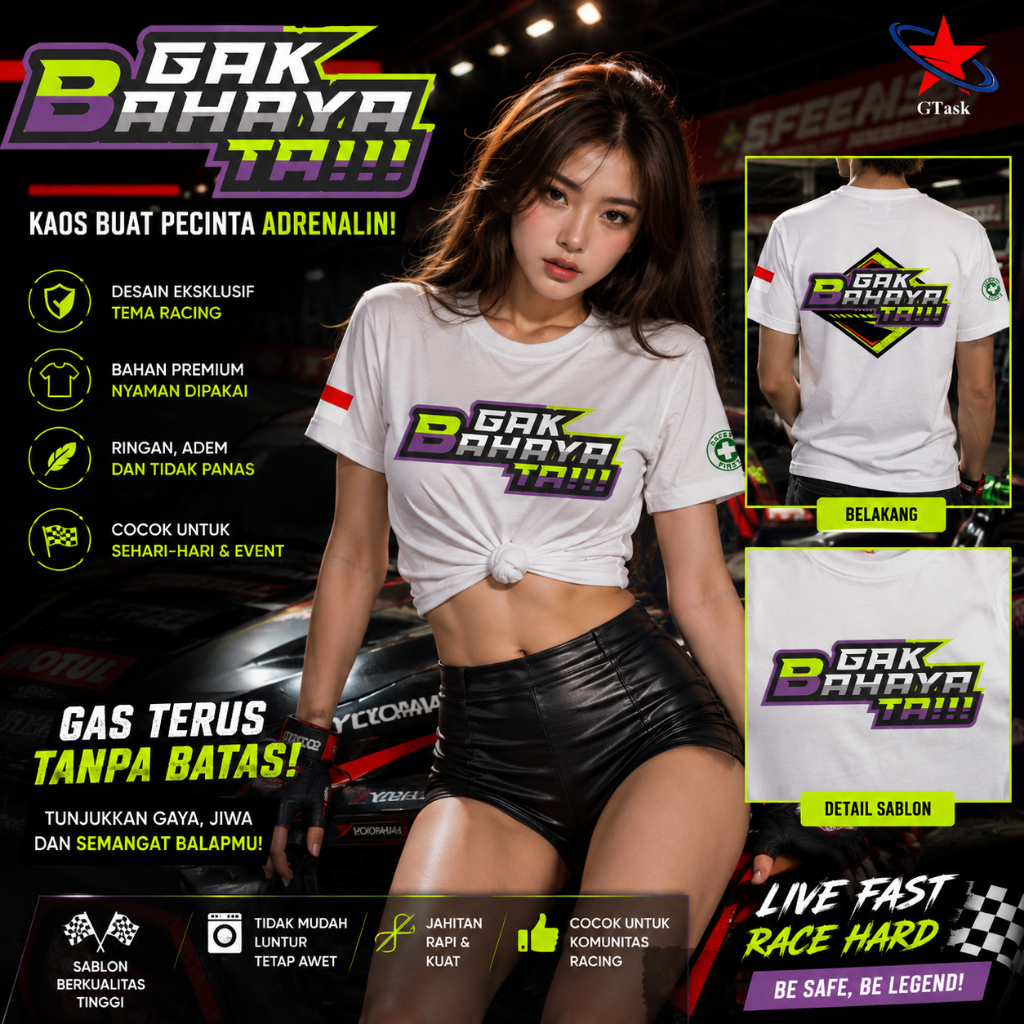 Kaos Distro Ga bahaya Ta? / Baju Gak Bahaya Ta Racing Style Viral
