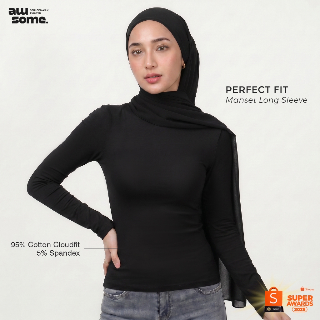 Awsome Manset Lengan Panjang Premium | Inner Muslimah, Adem Lembut, Tidak Menerawang Stretch Bahan 1