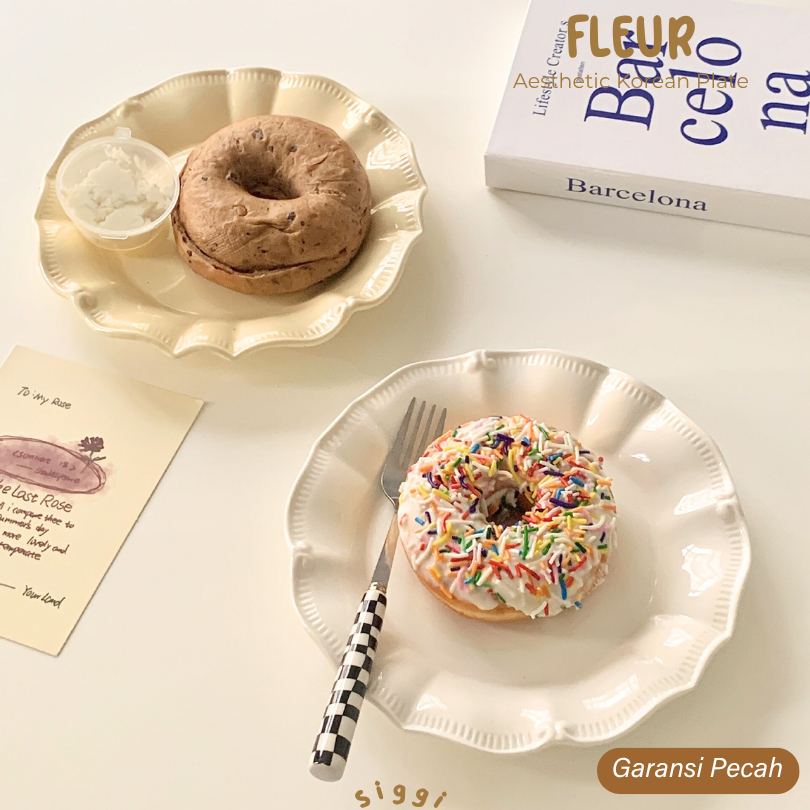 [siggi] FLEUR Korean Aesthetic Plate / Korean Style Tableware / Piring Keramik Premium