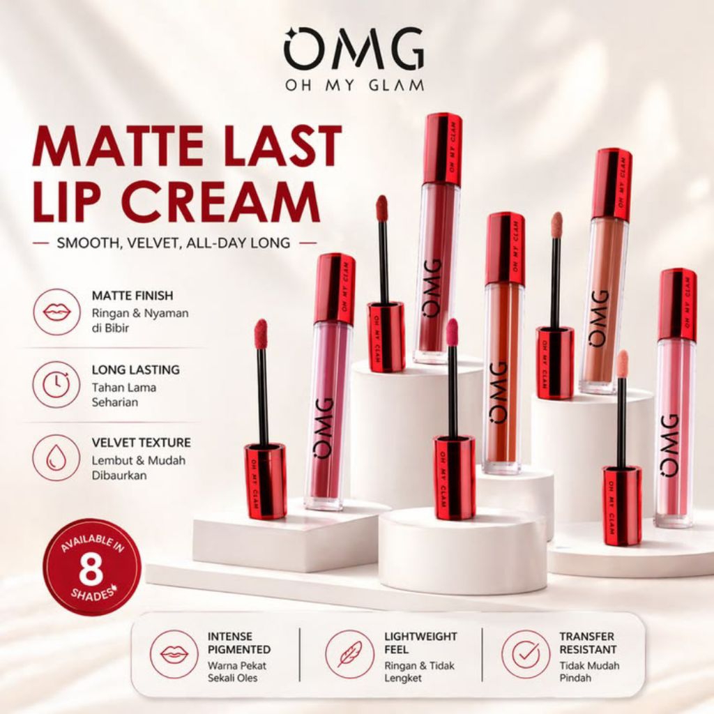 Pinky*LipCream-OMG Oh My Glam Lipcream ORIGINAL 100% BPOM – Lip Cream Matte dengan Warna Intense, Ta