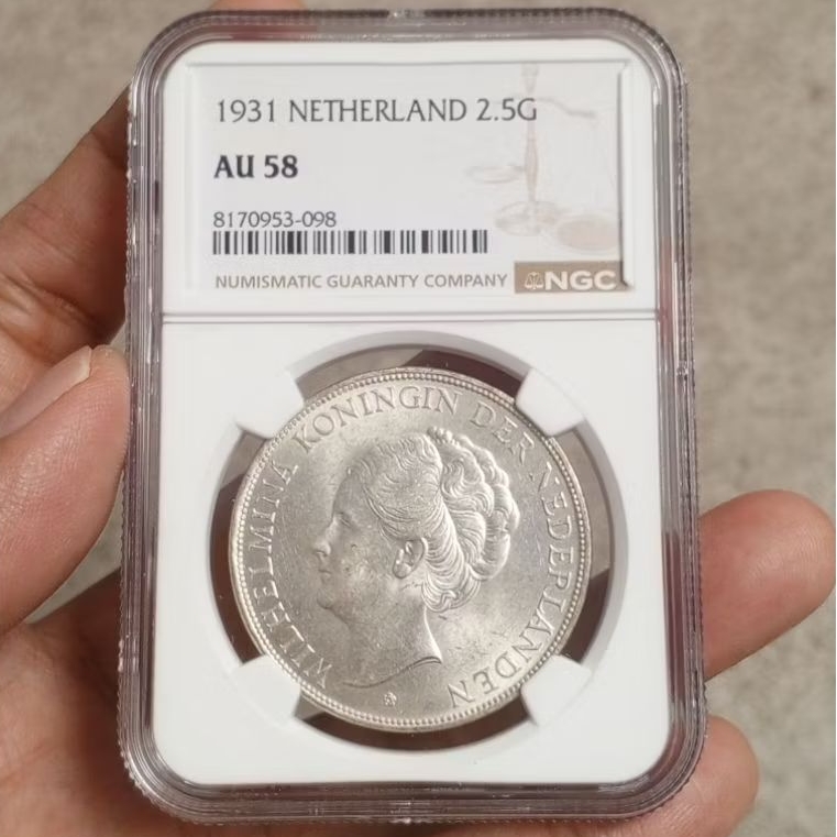 NGC AU 58 2,5 Gulden Wilhelmina thn 1931 098