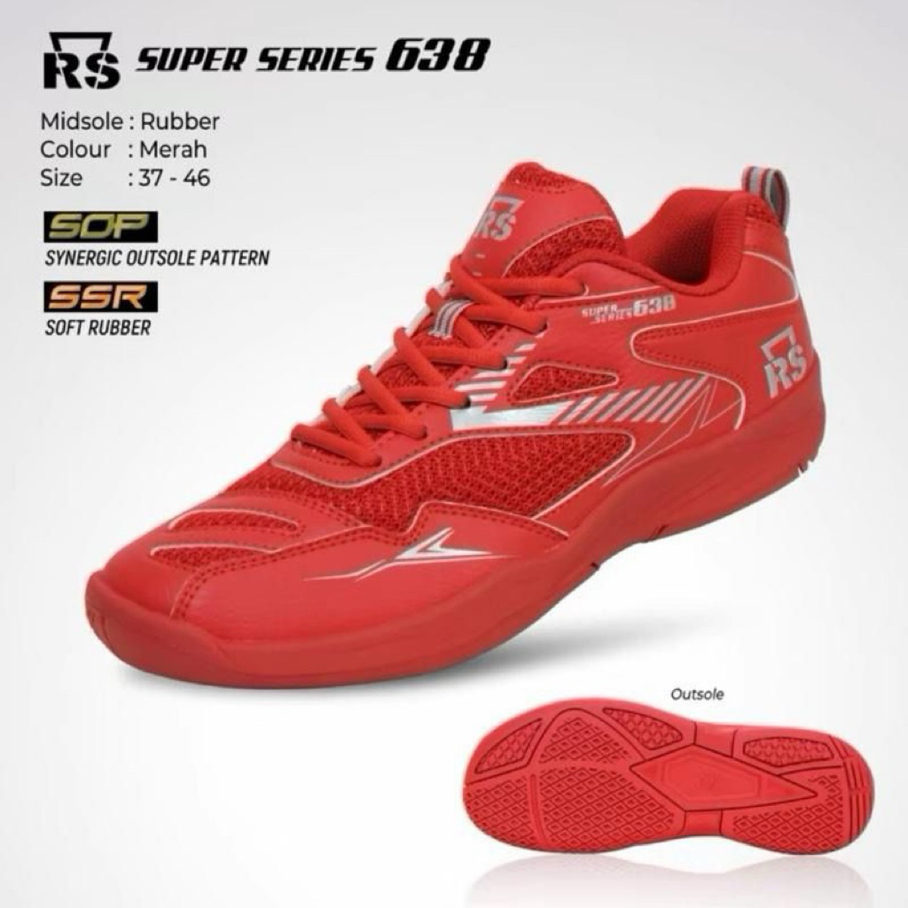 Sepatu Badminton Sepatu Bulutangkis RS Super Series 637,638,636 Original Pria Wanita Anti Slip Ringa