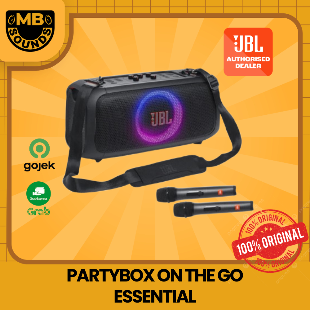 JBL Partybox On The Go Essential Portable Party Speaker With Wireless Mic Microphone ORIGINAL