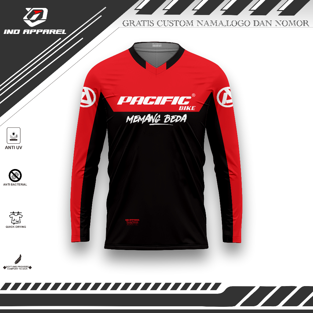 baju jersey sepeda pacific mtb bmx downhill custom nama, nomor, logo