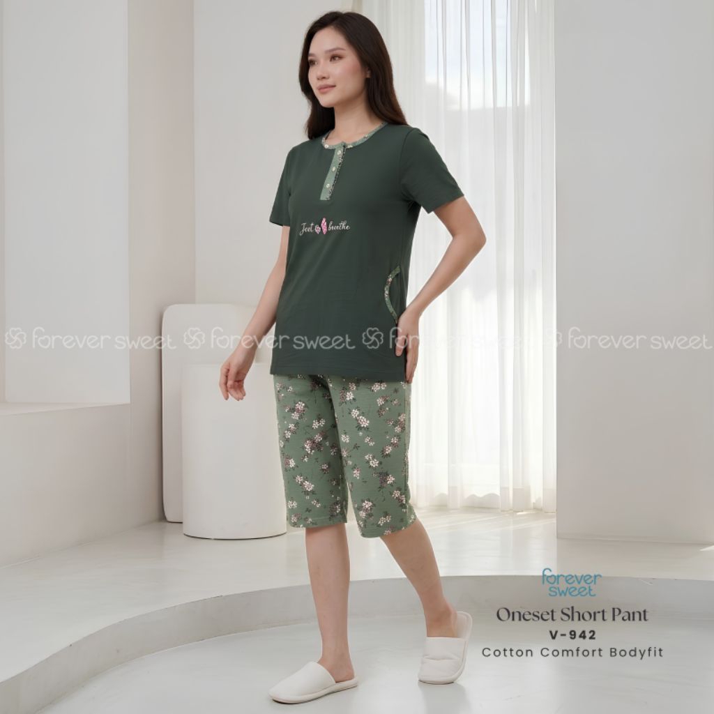 FOREVER SWEET | Oneset Baju Tidur Babydoll Setelan Piyama 3/4 Bodyfit Body Fit V 854, V 918, V 953, 