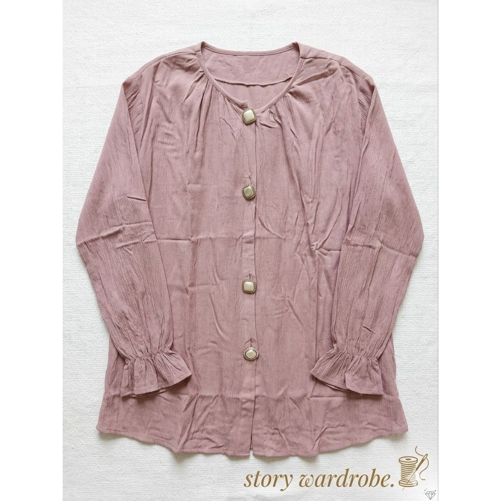 Blouse Vanilla Hijab Original Size L–Atasan Muslimah Dusty Rose