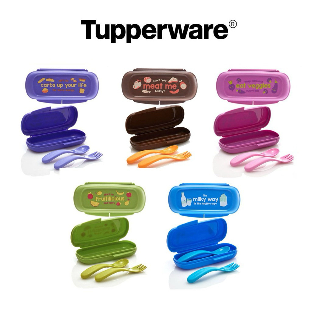 Feeding Cutlery + Case Tupperware set sendok garpu mpasi bayi dengan case