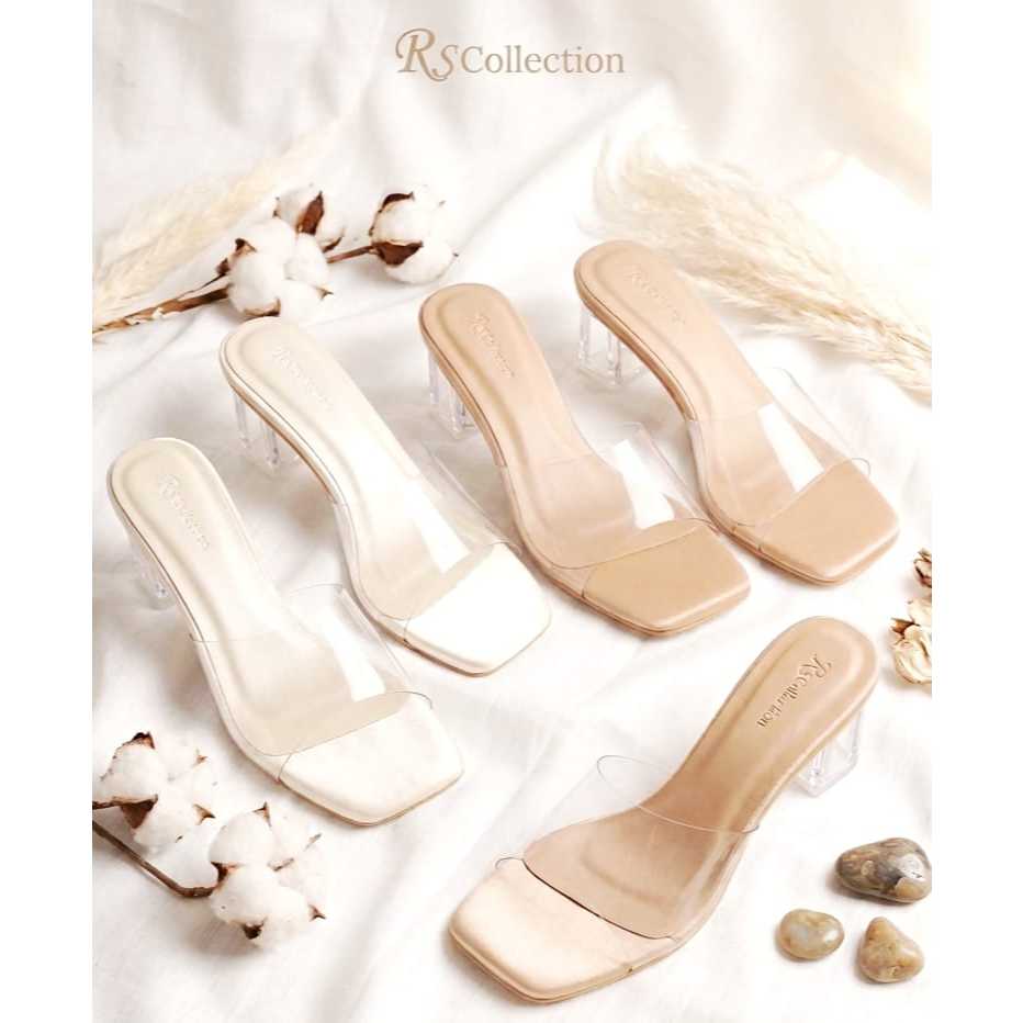 High Heels Wanita Transparan tinggi 5cm - Hak Kristal, Platform Anti Air, Desain Trendy untuk Pesta 