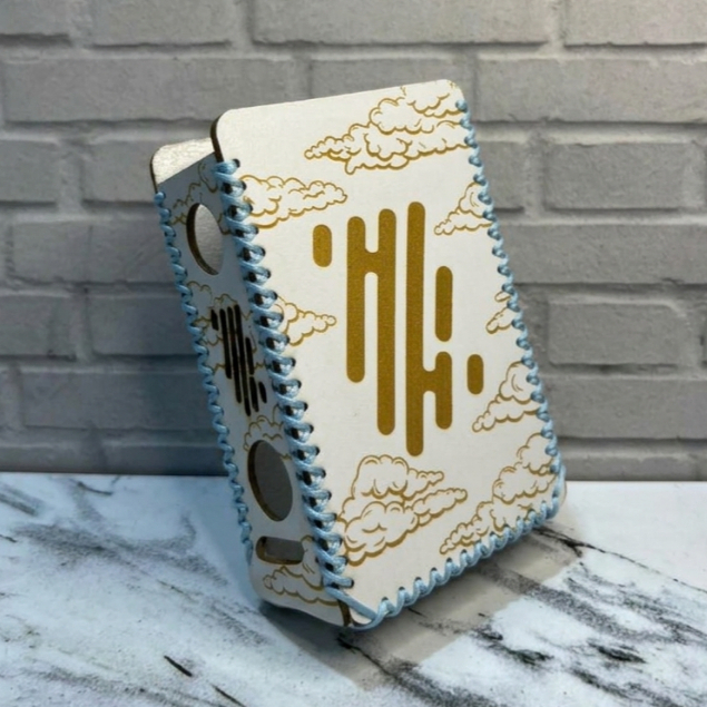 Cover Case R234 Sintetis Putih Bng Ice Blue Cloud Pattern Logo Bold