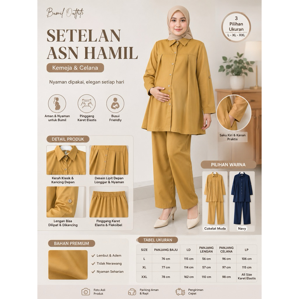 BAJU ASN IBU HAMIL MATT SEMIWOOL PREMIUM