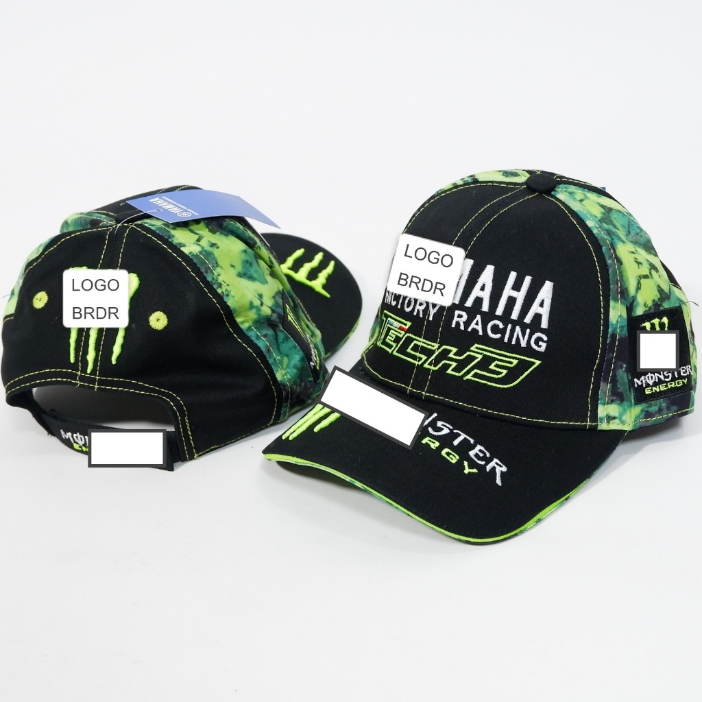 Topi baseball Pria Wanita Hitam Ymh x Monstr Black Kaitan Belakang Strap - Topi Motoracing Mobilspor