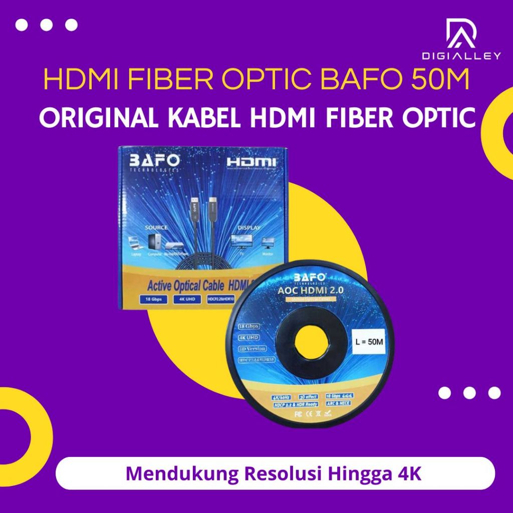 Original Kabel HDMI Fiber Optic BAFO 50M 100M Cable 50 Meter 100 Meter Hdmi FO AOC
