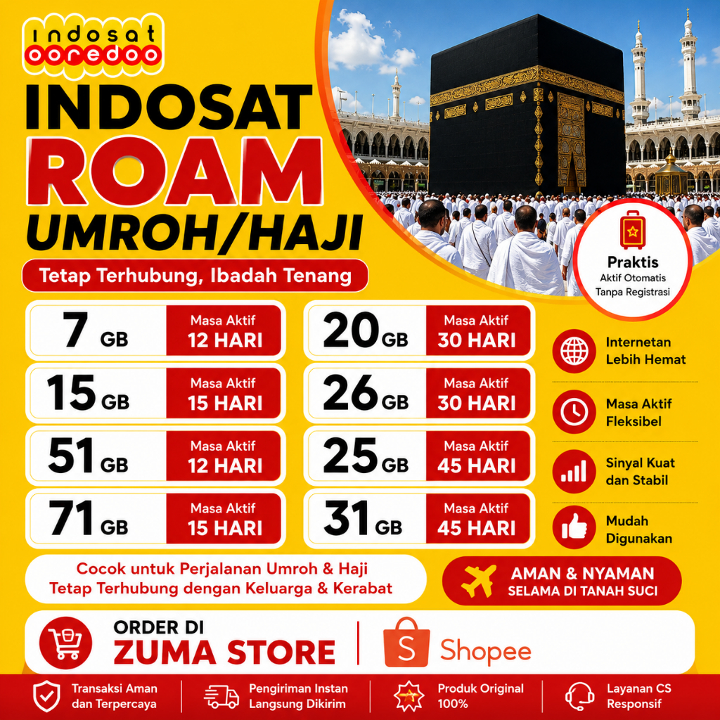 PROMO PAKET DATA UMROH HAJI INTERNET INDOSAT MURAH FULL ARAB
