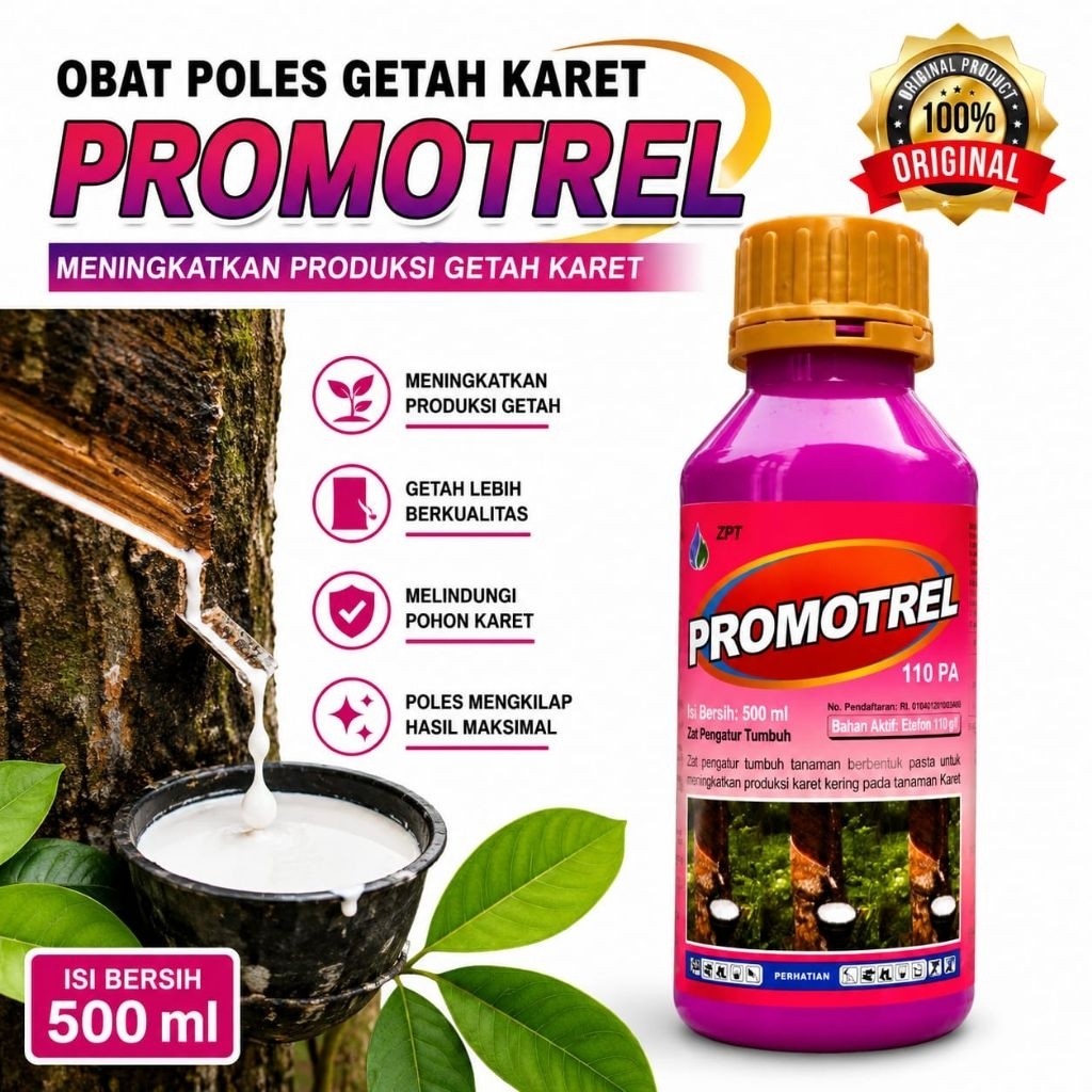 PROMOTREL,POLES GETAH KARET, PERANGSANG GETAH KARET, PUPUK GETAH KARET