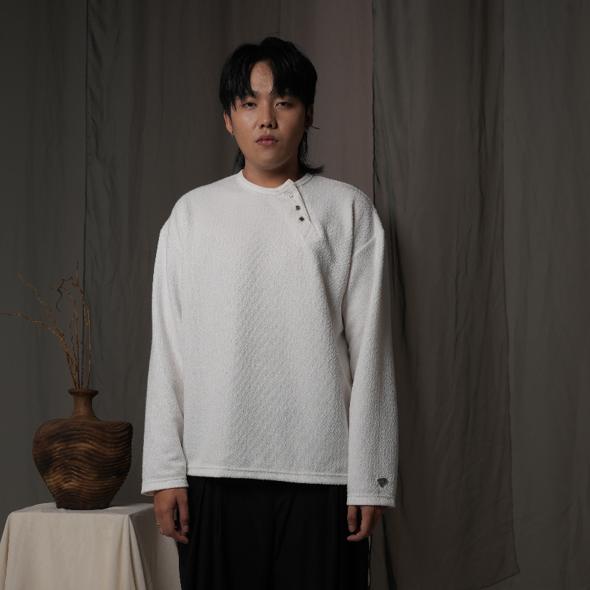 Henley Longsleeve Shirt - Ascot Side-Button White