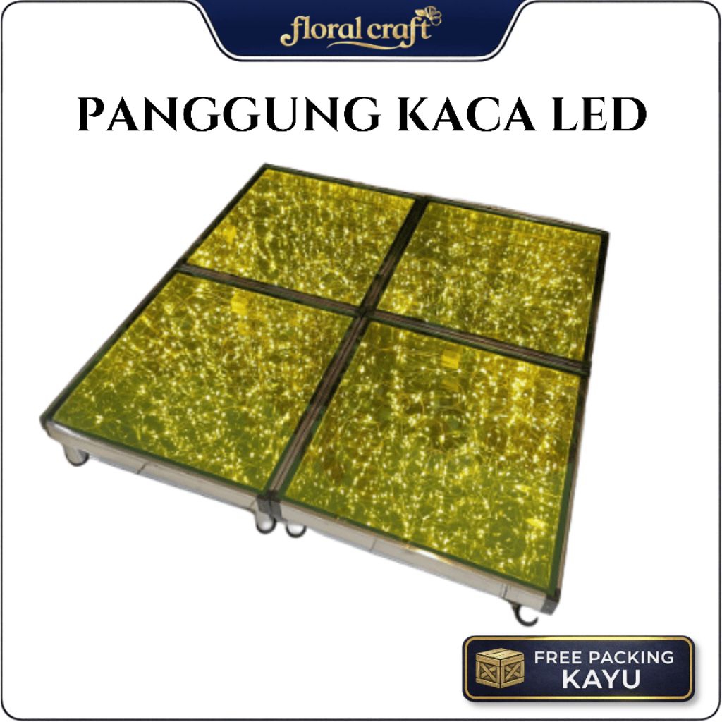 Lantai Kaca Tempered LED 60x60cm Isi 4 – Panggung Kaca Dekorasi Wedding Dansa | COD