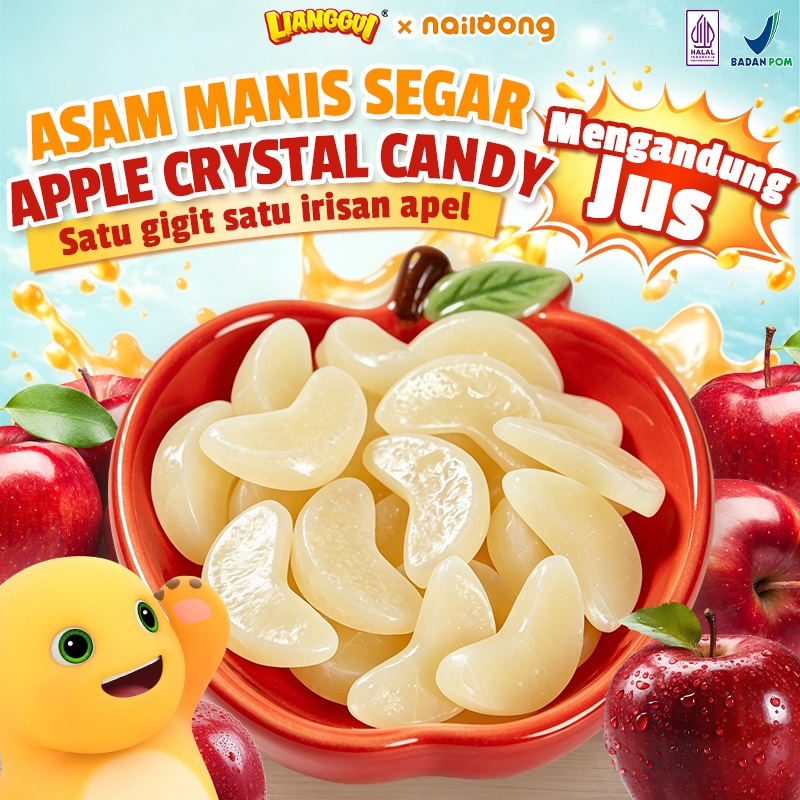 LIANGGUI - Permen Jeli Irisan Apel Halal permen anekabuah rasa/jajanan anak/jajan permen candy