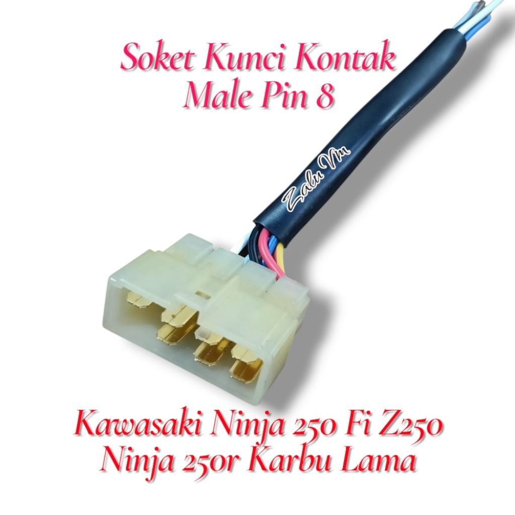 soket kunci kontak Kawasaki ninja 250 fi z250 ninja 250r karbu male soket kabel sambungan kunci kont