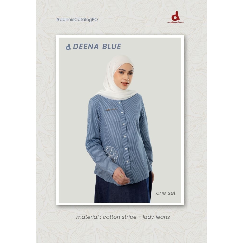 DANNIS D'DEENA BLUE ONE SET MUSLIMAH / SETELAN ROK DEWASA D'DEENA / ONE SET DANNIS / SALE DANNIS