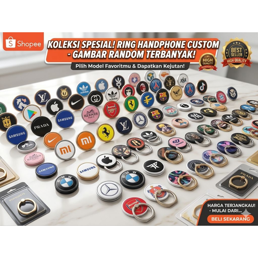 Ring Belakang Handphone, Anti Gores, Desain Unik, Ukuran Mini
