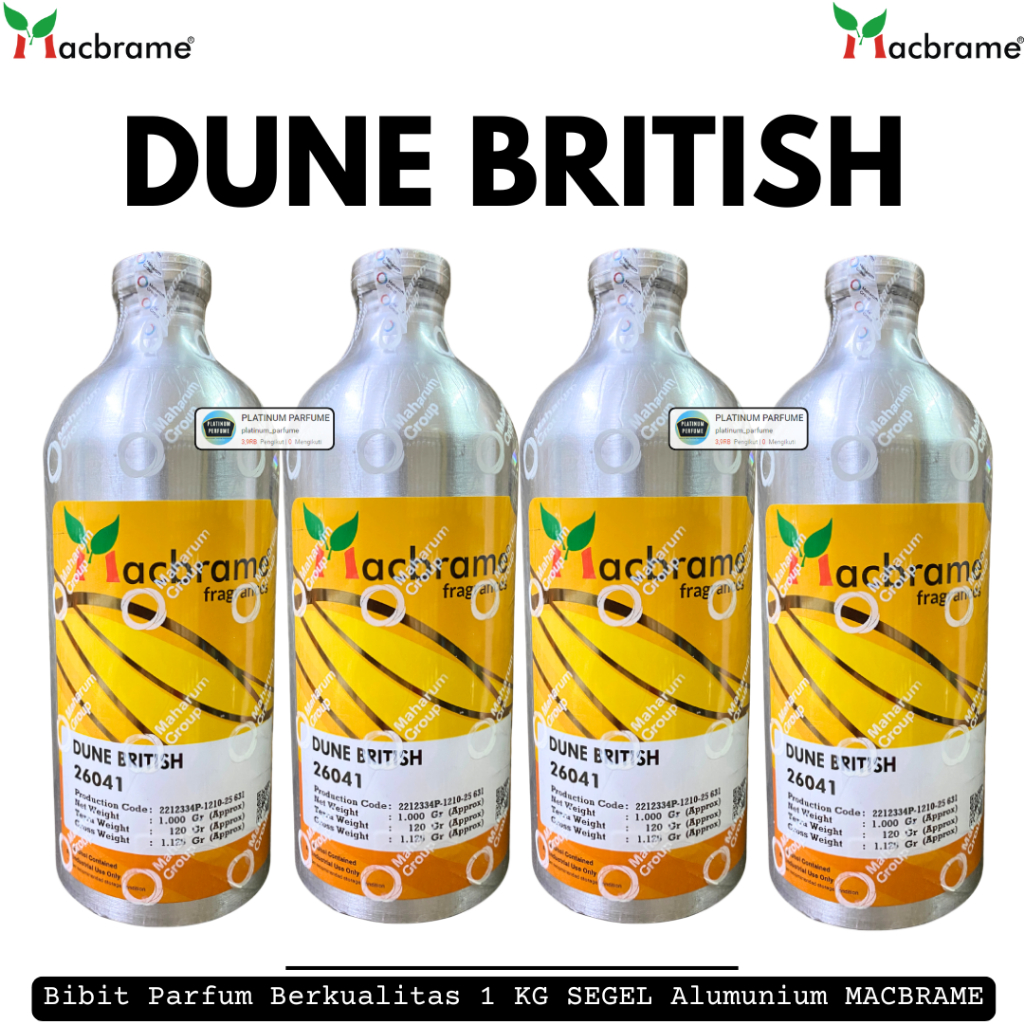 Bibit Parfum DUNE BRITISH ( LONDON ) Berkualitas 1 KG SEGEL Alumunium MACBRAME