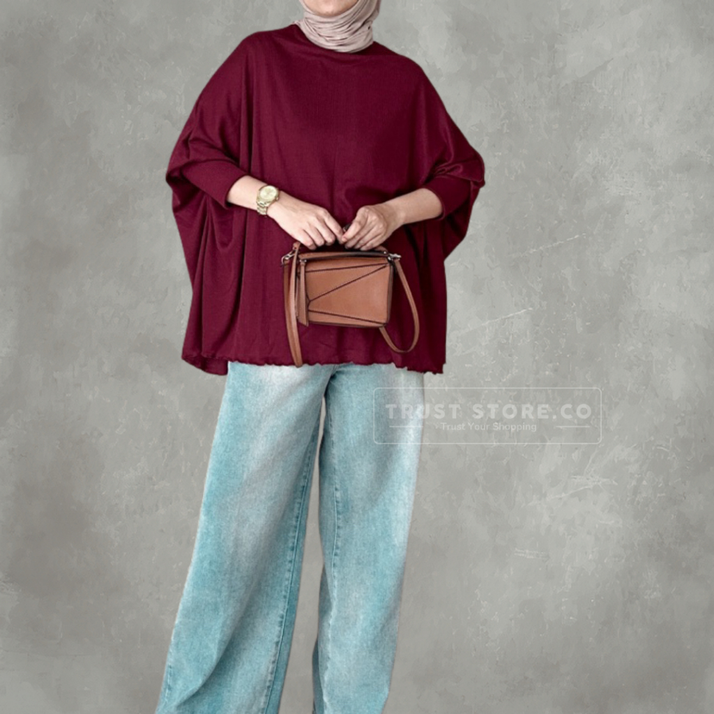 FF - Batwing Knit Oversize LD 160 Atasan Wanita Rajut Big Size Blouse Wanita Plus Size