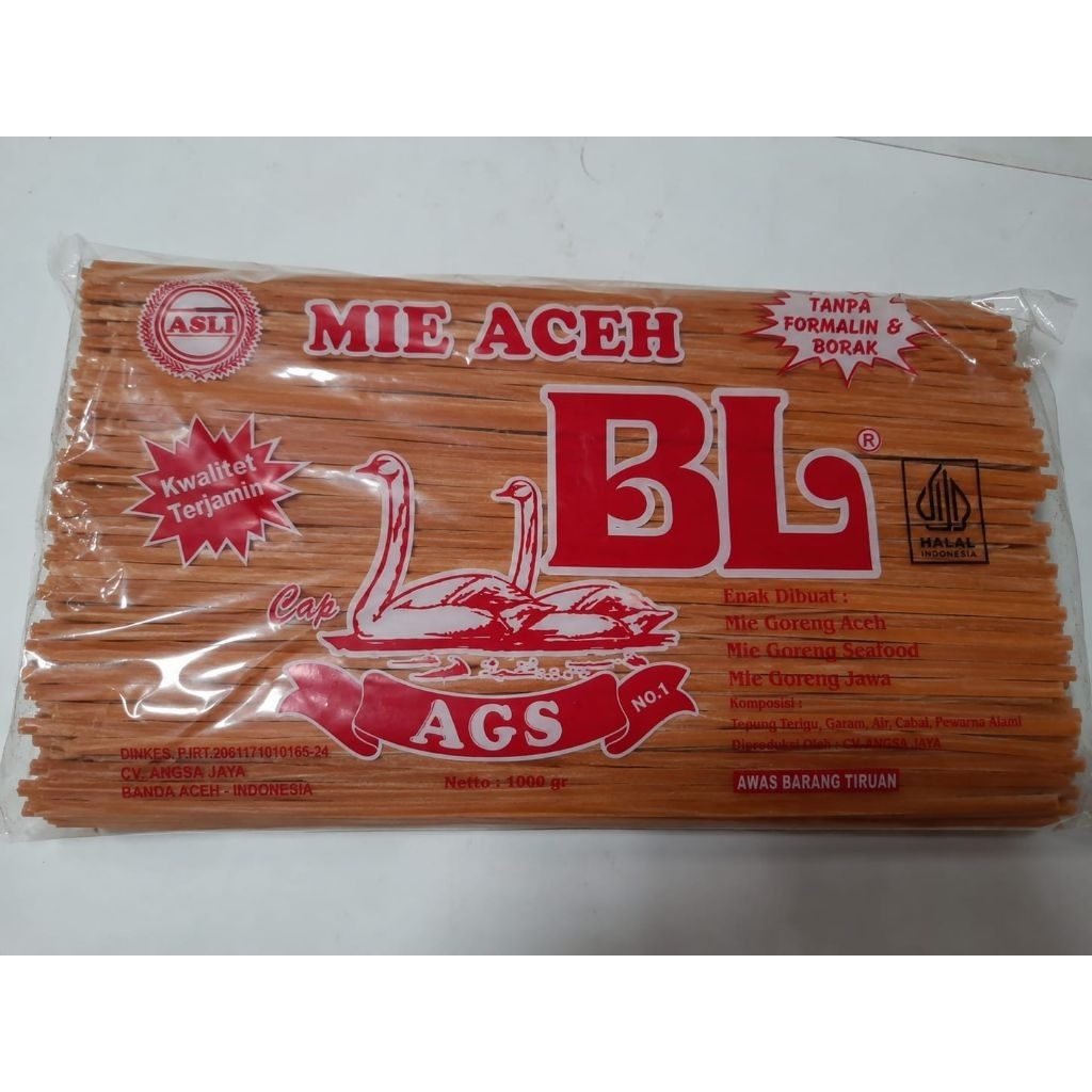 Mie lidi Aceh BL 1KG Original Cap Angsa | Mie Lidi Khas Aceh Tanpa Formalin & Boraks