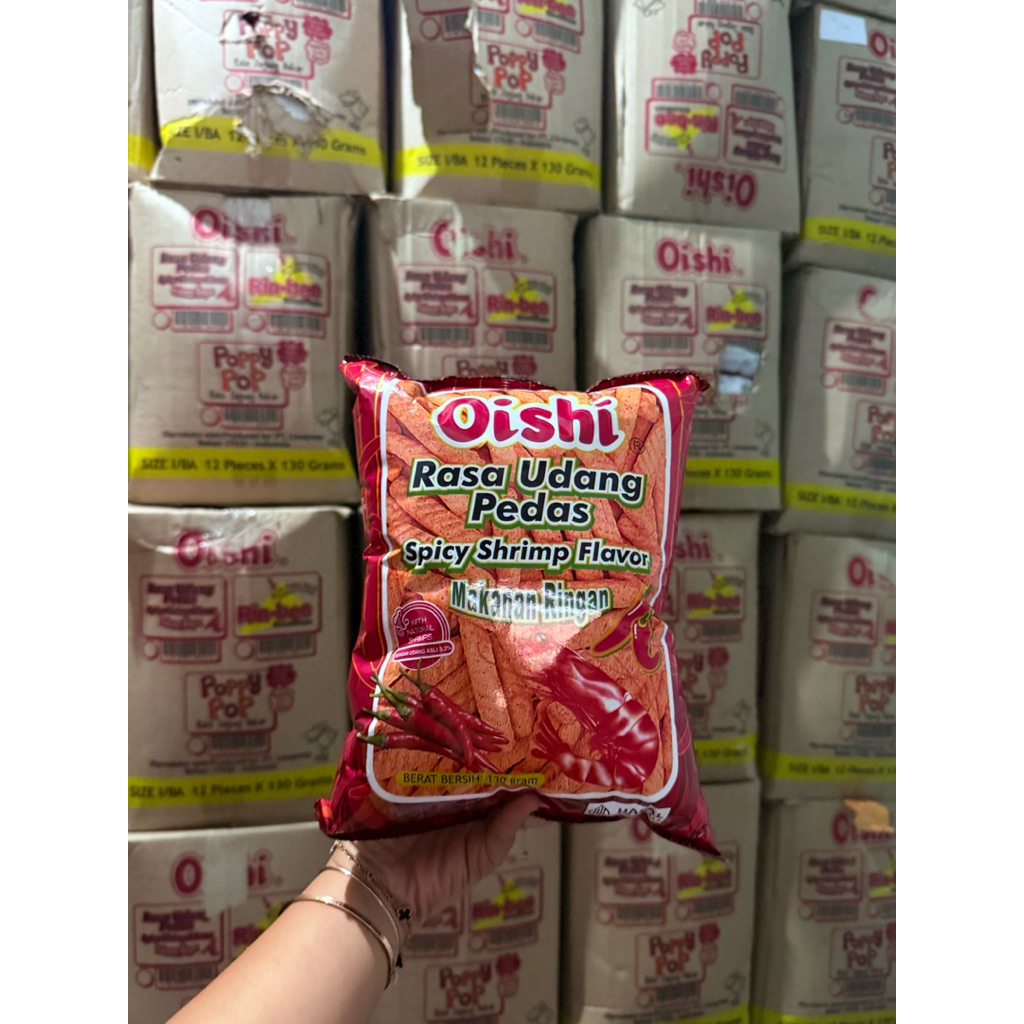 OISHI Snack Cemilan Udang Pedas Jumbo 130gram
