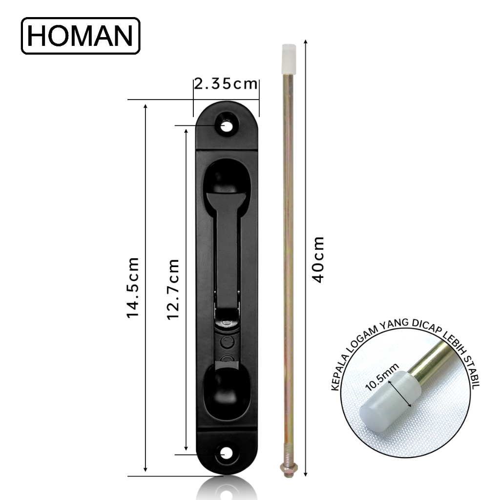 Homan Selot Pintu Flush bolt Baut kepala datar Paduan aluminium Grendel tanam 40cm